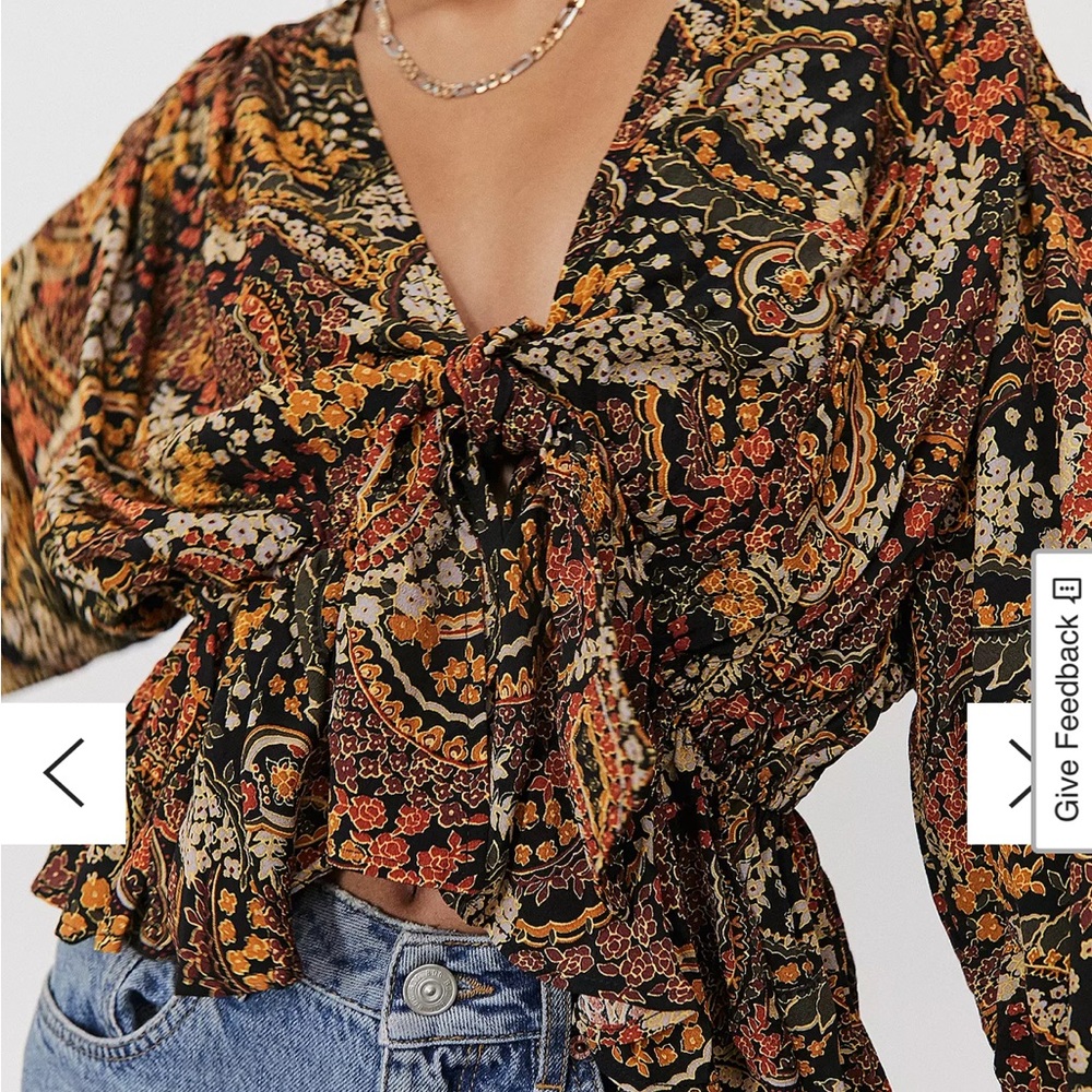 Urban Outfitters Bonnie Crepe Blouse - Tie Front Top